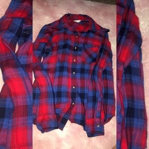 Aeropostale button down shirt (red and blue )